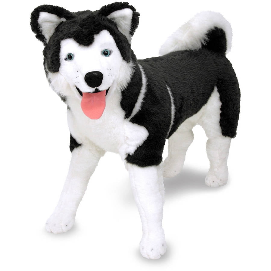 Melissa & Doug Giant Siberian Husky, Lifelike Stuffed Animal Dog, over