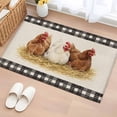 thumbnail image 2 of Hen Washable Entry Rug 2x3 Vintage Farmhouse Hen Straw Linen Texture Black Plaid Low Pile Indoor Door Mat with Rubber Backing Thin Area Rug for for Entrance, Bedroom, Kitchen, Laundry, Bathroom, 2 of 9