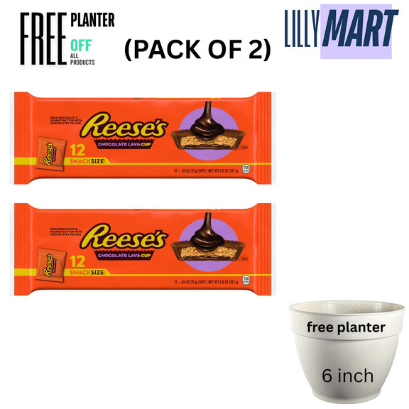 Reese's Chocolate Lava Milk Chocolate Snack Size Peanut Butter Cups Candy, Packs .55 oz, 12 Count (pack of 2)