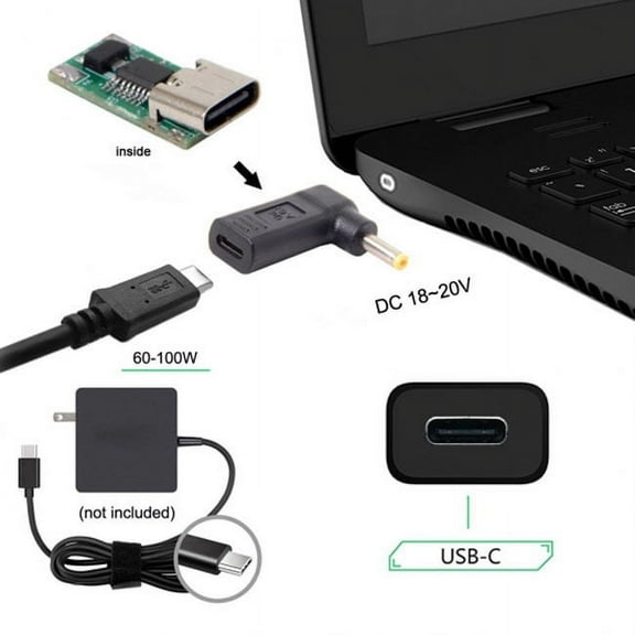 JSER USB 3.1 Type C USB-C to DC 19V 4.0*1.7mm Adapter PD Emulator Trigger 90 Degree Angled