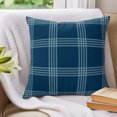 thumbnail image 3 of Pillow Covers 26x26 Set of 2, Blue Checkered Throw Pillow Covers Decorative Couch Cushion Cover, Farmhouse Buffalo Plaid Modern Microfiber Soft Square Pillowcases for Bedroom Living Room Sofa, 3 of 9