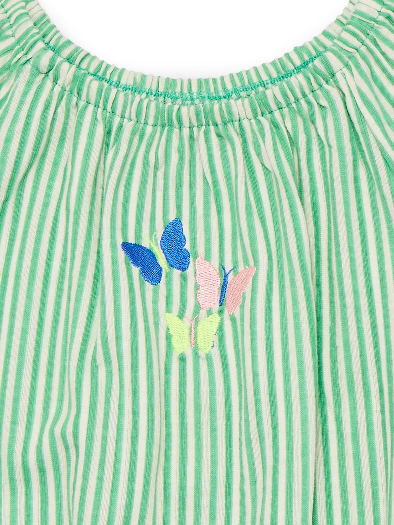 Wonder Nation Little Girls Puff Sleeve Top with Embroidery, Sizes 4-10