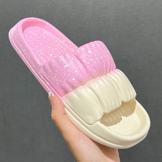 Zapatillas de mujer con suela blanda y degradado de estrella, sandalias de plataforma gruesas para playa de verano, zapatillas de mujer Eva para el hogar, chanclas para mujer