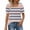 Pink, variant on WHLBF Womens Tops Square Neck Stripe Printing Casual Neck Loose Short Sleeve T-shirt Pink L
