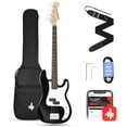 thumbnail image 1 of Donner Bajo eléctrico de 4 cuerdas, bajo estándar de tamaño completo, kit para principiantes estilo PB, negro para principiantes, con bolsa para lecciones en línea gratuita, correa de guitarra y cable, 1 of 5