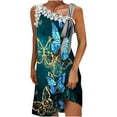 thumbnail image 2 of SMihono Robe d'Été Grande Taille pour Femmes 2023 Mode d'Été Imprimée Col Rond Sans Manches Robe à Épaules Dénudées, 2 of 5
