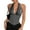 Grey, variant on Women'S Leopard Print Contrast Halter Crop Top, Deep V Neck, Button Closure, Sleeveless, Open Back Tank Top Black S