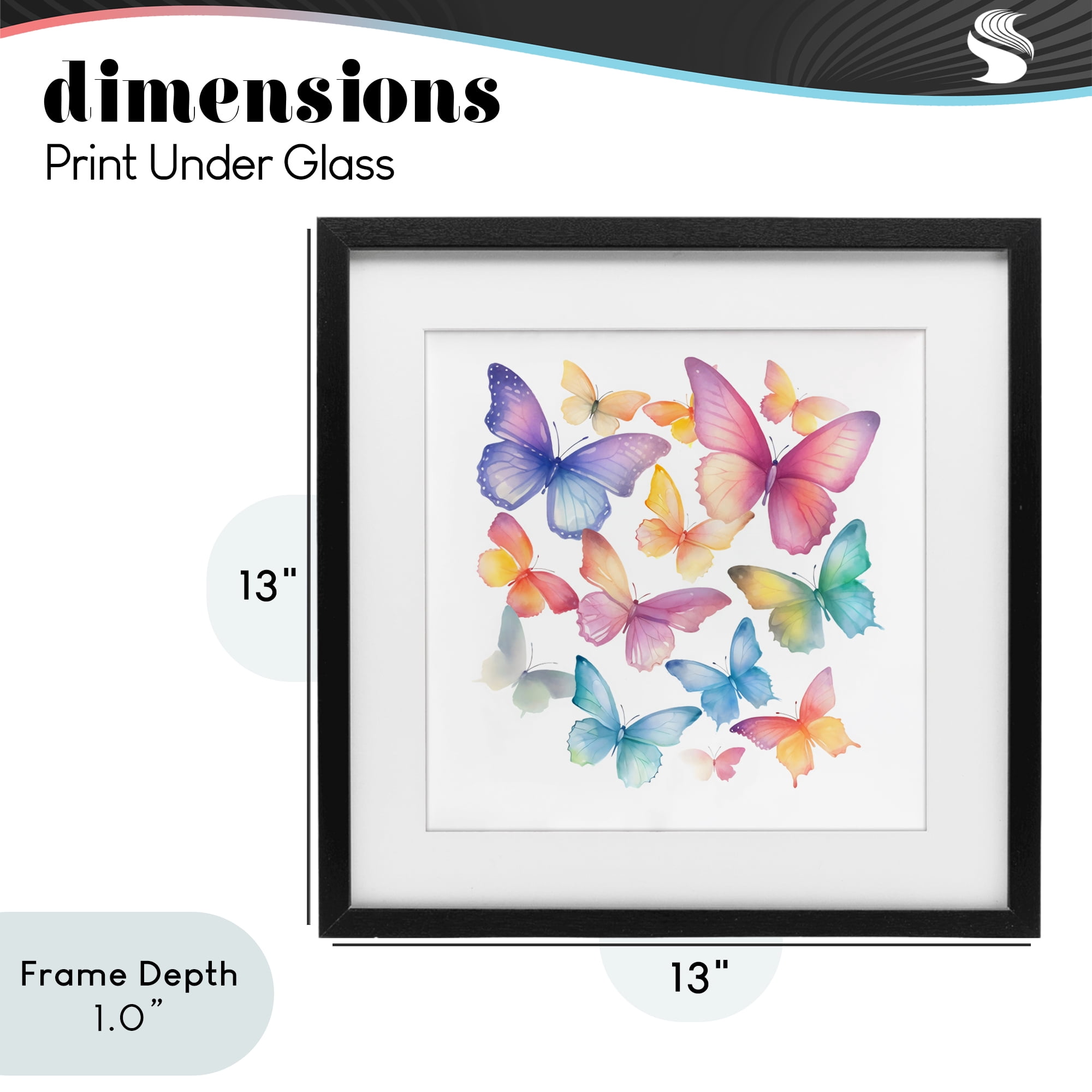 Stupell Industries Rainbow Butterflies Rabble Black Framed Print Under Glass, design by Creative Studio