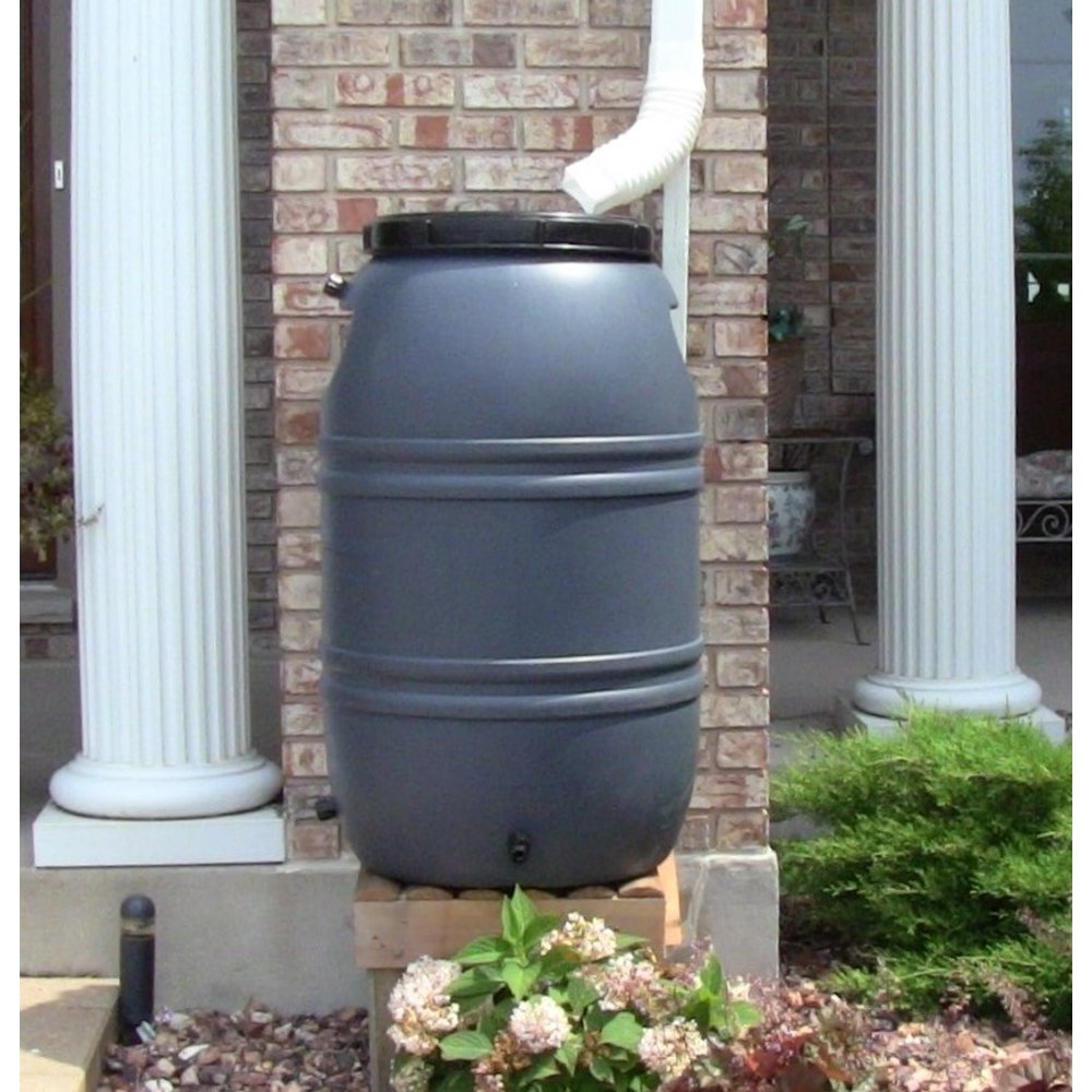 55 Gallon Grey Rain Barrel