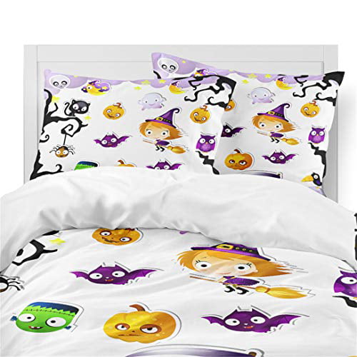 Halloween Pumpkin Grim Reaper Witch Bedding Quilt Cover Duvet Cover Pillowcase 