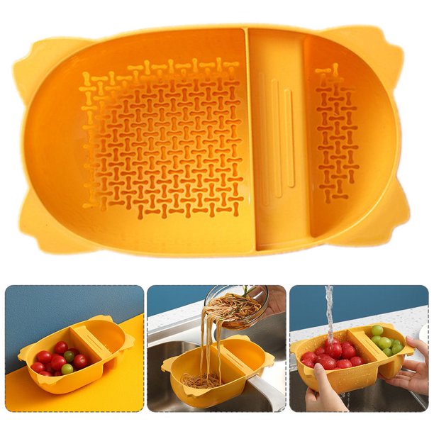 unbranded Colador Para Drenaje De Fregadero Multifuncional Amarillo Con Material Resistente Para Cocina
