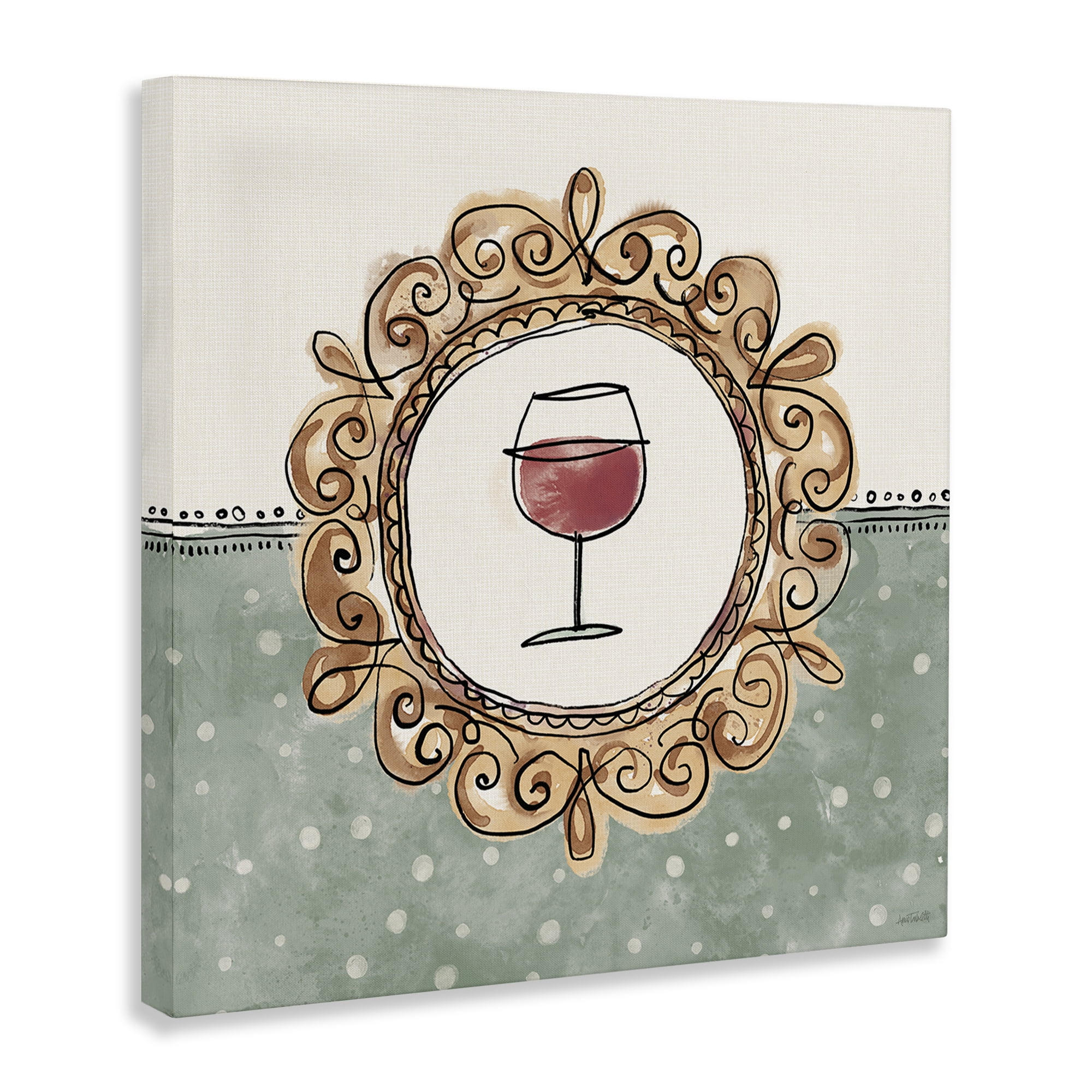 Stupell Industries Wine with Classic Border Food & Beverage Painting Wrapped Canvas Art Print Wall Art, 30 x 30