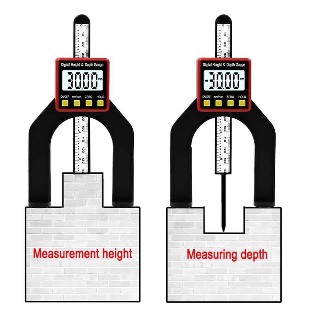 STONEGO 1PC/2Pcs 0-80mm Digital Depth Caliper Height Gauge - LCD Display, Magnetic Self-Standing, Ideal for Measuring Tread Depth, Hole Diameter and Height, Suitable for DIY and Professional Use