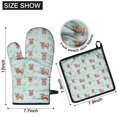 thumbnail image 6 of Blue Highland Cow Flower Pattern Kitchen Oven Mitt and Pot Holder Sets 2 Pcs for Baking, Cooking and Grilling, Heat Resistant Up To 392 °F, 6 of 7