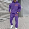 thumbnail image 2 of Zylarhe Men's Casual Hoodie And Jogger Set Letter Print Sweatsuit For Everyday Wear Spring Fall Winter Outfit Suit Jacket for Men, 2 of 5