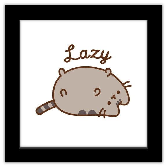 Gallery Pops Pusheen - Lazy Wall Art, Black Framed Version, 12" x 12"