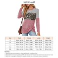 thumbnail image 5 of Blusa con nudo torcido y estampado de leopardo, camisa de manga larga con cuello redondo y empalme, Top para mujer, color rosa M, 5 of 5