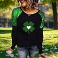thumbnail image 3 of Gfyviroh Womens St. Patrick's Day T-shirts Sequin Patchwork Print Long Sleeve Tops Casual Crew Neck Pullover Tee Tops, 3 of 8