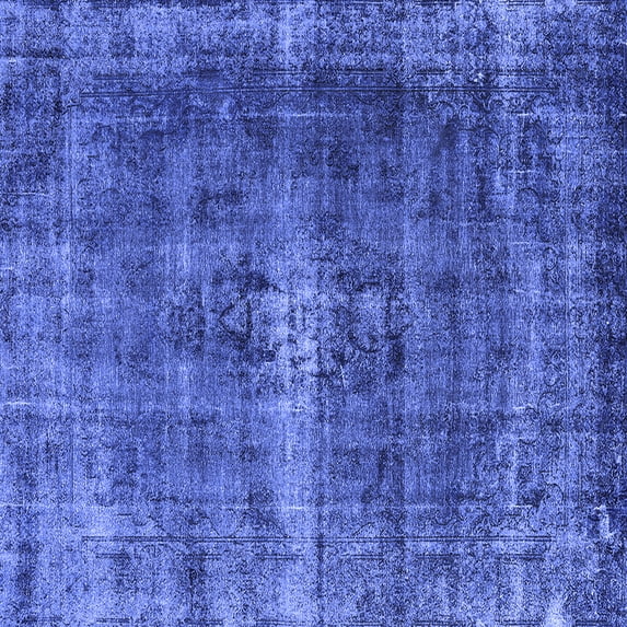 Ahgly Company Machine Washable Indoor Square Oriental Blue Industrial Area Rugs, 5' Square