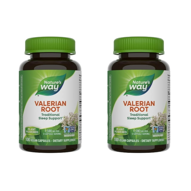 Suplemento de raíz de valeriana de Nature's Way, 100 cápsulas, paquete de 2