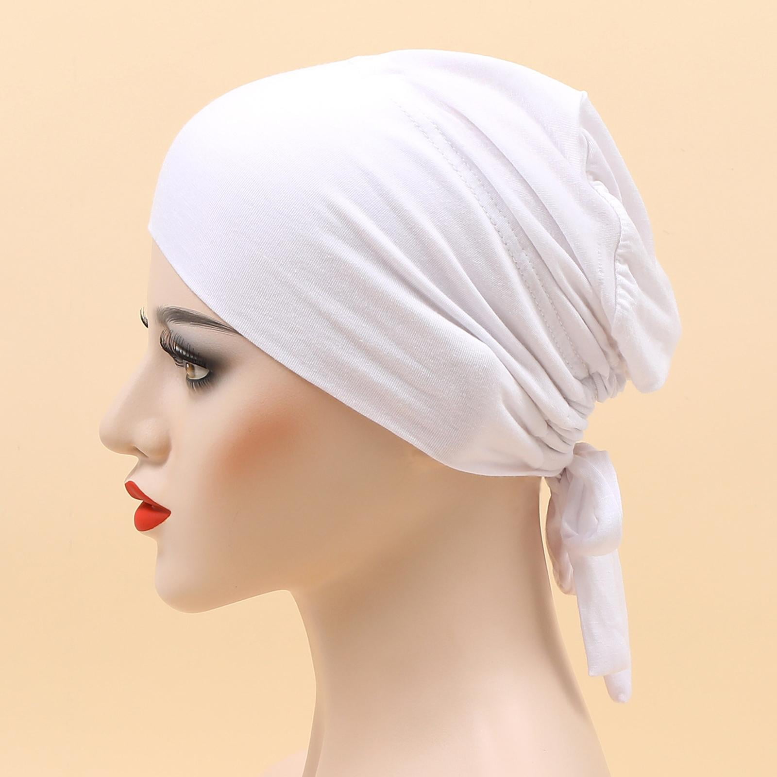 Runquan Chemo Cancer Head Scarf Turban Caps Elastic Headwrap Hijab Wrap Plain White Walmart