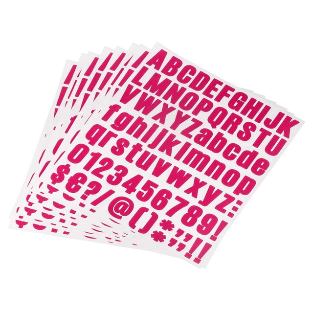 Uxcell 1 inch Self Adhesive Waterproof Vinyl Letter Number Sticker Set, 8 Sheet Fuchsia