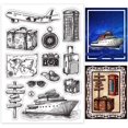 thumbnail image 1 of Sello de silicona transparente para viajes: mapa de avión, cámara, barco. Ideal para álbumes de recortes, diarios y creación de tarjetas. Medidas: 4,3 x 6,3 pulgadas., 1 of 8