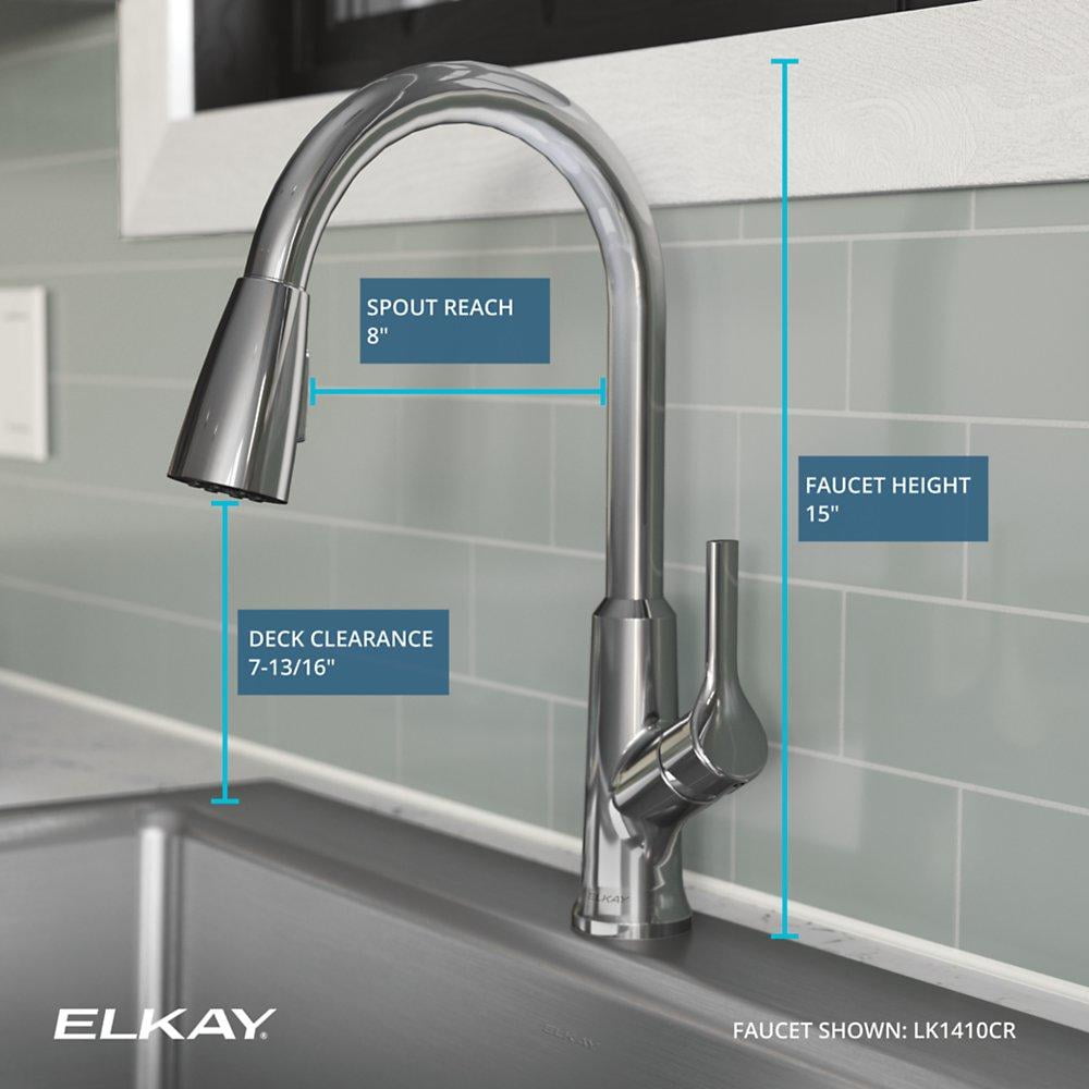 Elkay LK1410CR Single-Handle 2-Setting Pull-Down Spray Kitchen Faucet (Chrome)