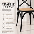 thumbnail image 4 of 2xhome Black Mid Century Farmhouse Cross Back Chair With X Back Assembled Solid Real Wooden Frame Antique Style Dining Chair Side Armless Accent Chair Woven Kitchen Task Work Desk, Set of 1, 1 piece, 4 of 11