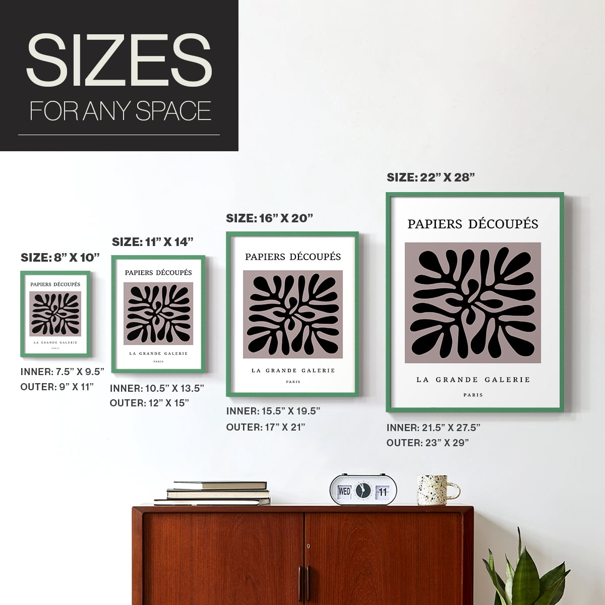 Matisse CCCXCV in Green Solid Wood 16 x 20 Framed Print