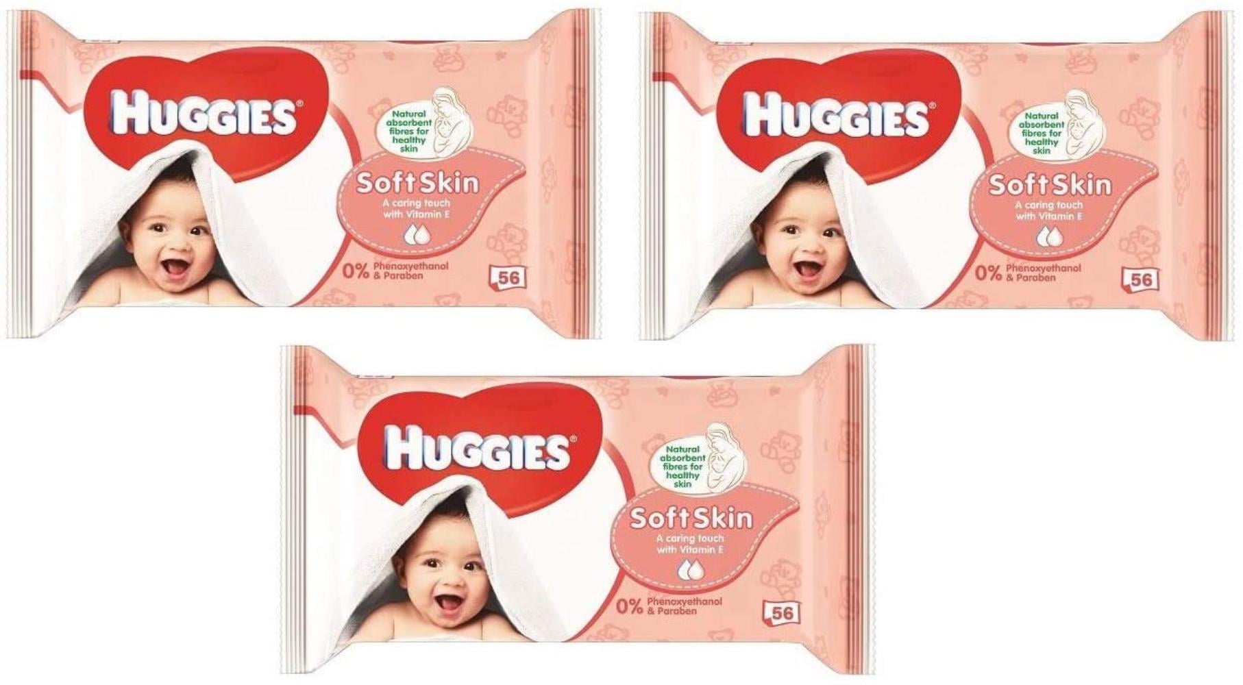 Soft Skin Anti Allergy Huggies Pure Wipes 56 Pack Baby Wipes Changing 99% Pure 