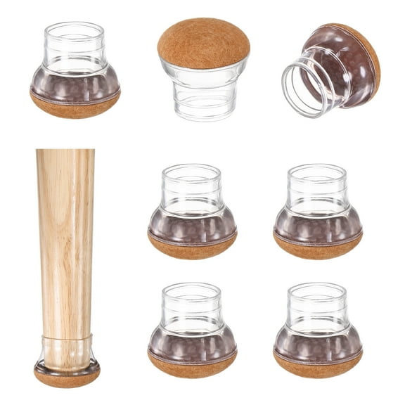 Uxcell 8-Pack Chair Leg Floor Protectors, 1"-1.25" Silicone Cups Round Felt Furniture Pads for Hardwood Floors/Tile Floors, Chair Leg Covers