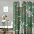 thumbnail image 2 of COMIO  Cute White Rabbit Shower Curtains Kids Cartoon Bunny Bathroom Curtain Lovely Flower Spring Green Bath Curtain Pet Animal Waterproof Bathroom Accessories 72x72 Inch, 2 of 5
