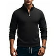 thumbnail image 2 of Zimjoy Mens Quarter Zip Pullover Casual Lightweight Slim Fit Pullovers Mock Neck 1/4 Zip Cotton Sweatshirt Winter Gym Polo Sweaters, Black XL, 2 of 6