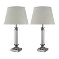 thumbnail image 1 of Aspen Creative 40033-2, Two Pack Set – 23 1/2" High Contemporary Table Lamp, Pewter Finish with Empire Shaped Lamp Shade in Off White, 13" Wide, 1 of 3