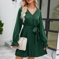 thumbnail image 6 of Giftesty Womens Plus Size Dresses Clearance Women Long Sleeve Solid Color V-Neck Short Skirt Casual Dress, 6 of 7