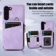 thumbnail image 5 of Crossbody Wallet Case for Samsung Galaxy S23 Ultra, Zipper Pocket Case with Card Holder, PU Leather Protective Cover Case with Kickstand Detachable Wrist Strap Lanyard for 6.8" - Purple, 5 of 7