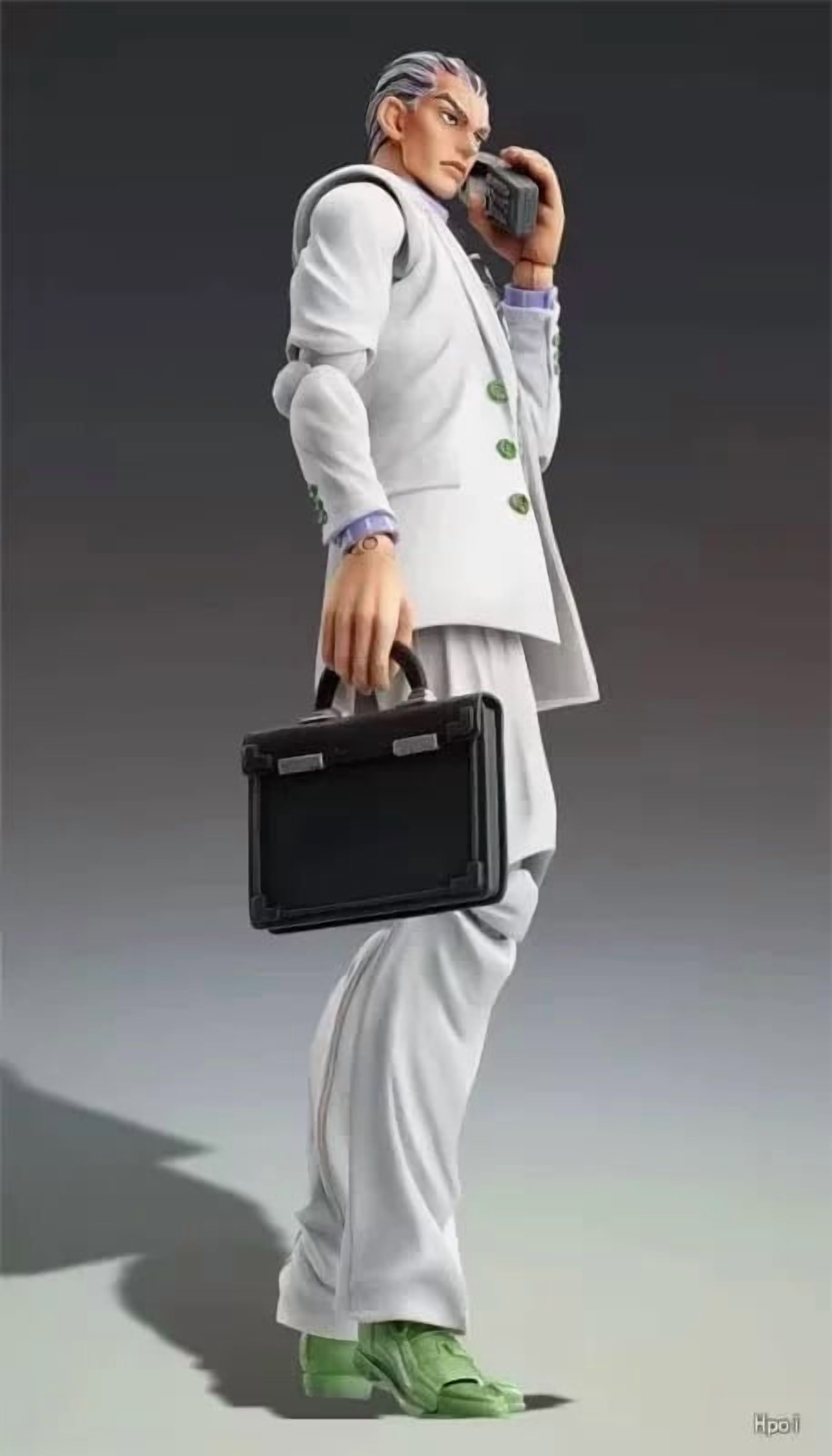Kira Yoshikage Figure Standing Movable Suit Kira Yoshikage Action Figures 16cm/6.3inch PVC Character Figurine Model for Anime Fans Gift (White)