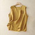 thumbnail image 2 of Qeaghou Women Tank Tops Loose Fit Cotton Linen Cami Shirts Summer Crewneck Sleeveless Tops Summer Solid Basic Tank Shirts, 2 of 4