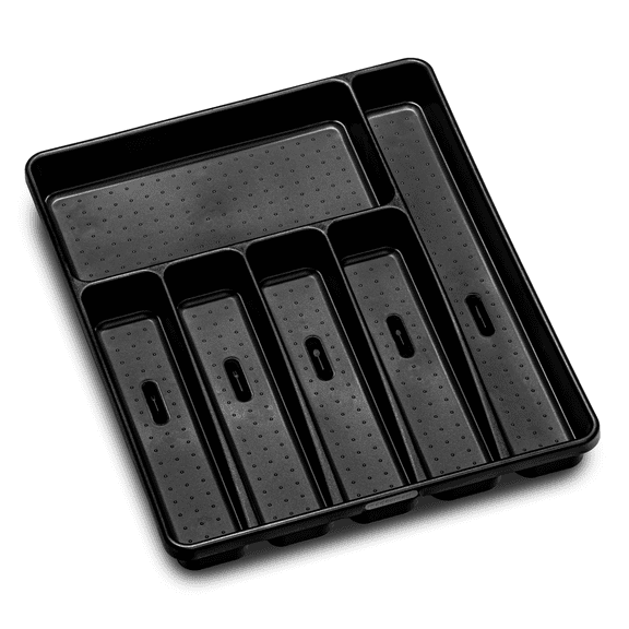 madesmart Classic Large Silverware Tray with Soft Grip Lining, Black