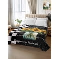 thumbnail image 2 of Sunflower California King Size Flat Sheet, Wrinkleproof & Fadeproof Cooling Flat Bed Sheet Only, Black White Check Farmhouse Bee Vase Floral Breathable Soft Bedding Top Sheets 108 x 98 Inches, 2 of 8