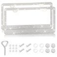 thumbnail image 1 of YOPTOP 2PCS Bling Car License Plate Frame  Sparkly Rhinestone Stainless Steel License Plate Cover/Holder  Universal for Most Cars  SUVs  Vehicles with Screw Set  Auto Accessories for Wome,white, 1 of 14