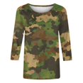thumbnail image 5 of QQAMB Womens Tops Camouflage 3/4 Sleeve Crewneck T-Shirts Blouse Trendy Casual Loose Workout T-Shirts Army Green XL, 5 of 5