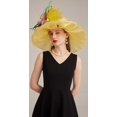 thumbnail image 3 of Women's Kentucky Derby Church Dress Hat Wide Brim Leaf Flower Bridal Shower Hat, 3 of 5