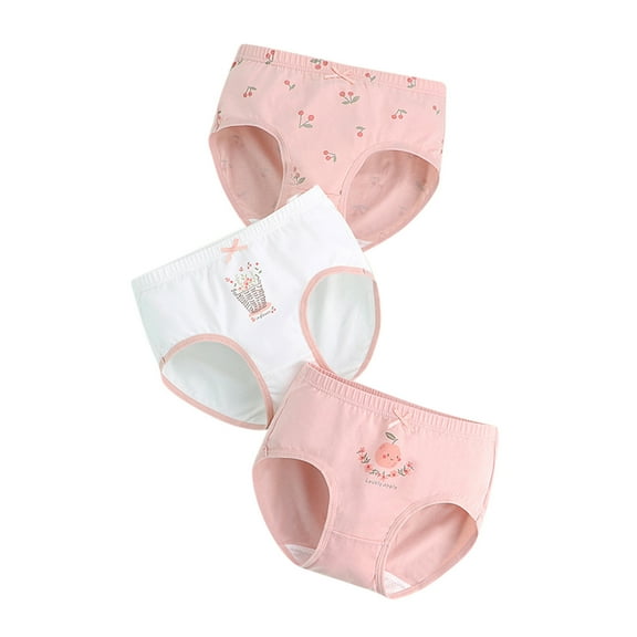 Coerni Girls Combed Cotton Underwear Kids Toddler Pack of 3 Cartoon Pattern Briefs Trunks Comfort Flex Underwear