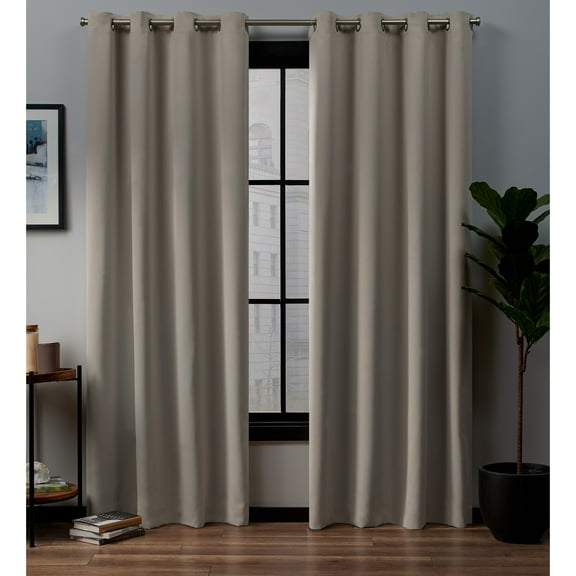 Exclusive Home Academy Total Blackout Grommet Top Curtain Panel Pair, 52"x84", Vintage Linen