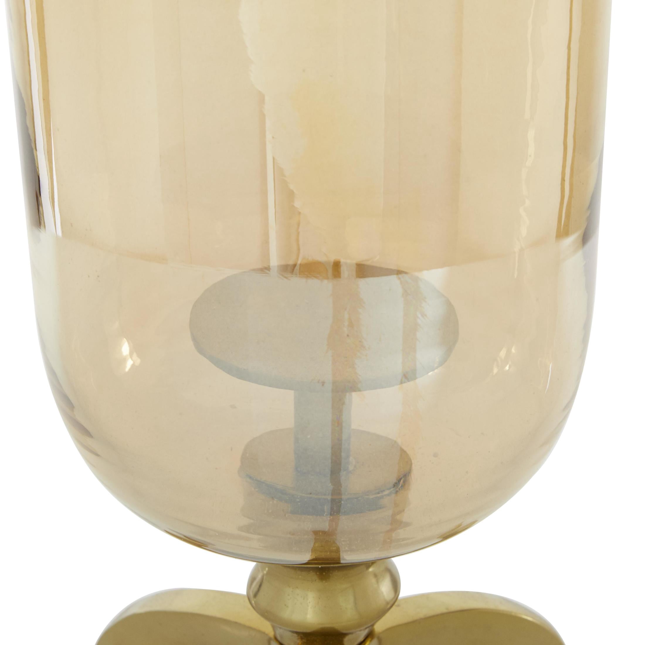 DecMode Gold Aluminum Metal Single Candle Hurricane Lamp