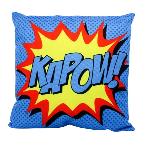 KAPOW | Blue |  Anime | Fun Gifts | Pillow Cover | Home Decor | Throw Pillows | Happy Birthday | Kids Room | Bedroom Decor | Room Decor