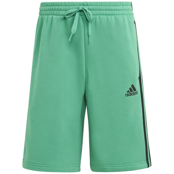 Adidas Mens 3 Stripes 10" Fleece Shorts Green Small