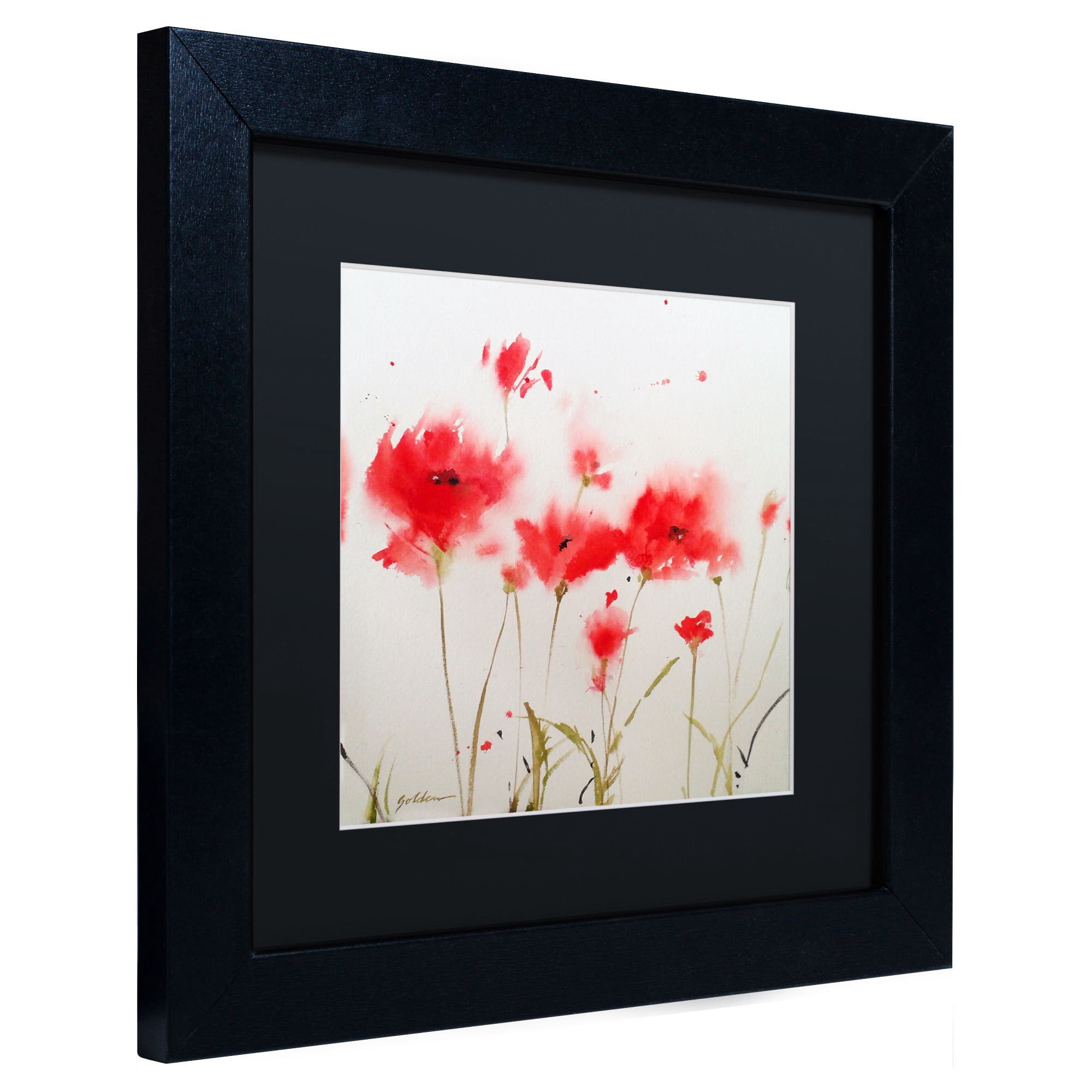 Trademark Fine Art SG5707-B1616BMF "A Poppy Moment" by Sheila Golden 16" x 16" Framed Art BLK MTD